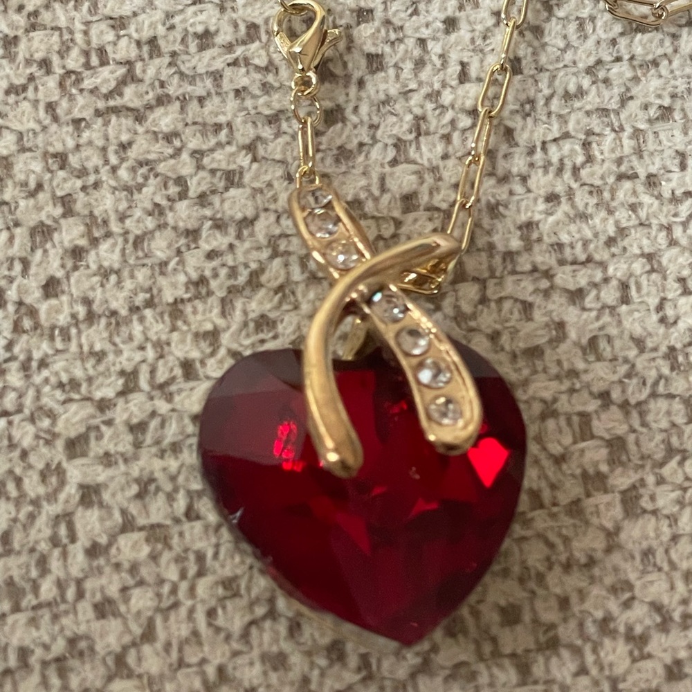 Z by Zaxie Gold and Red Heart Pendant Necklace